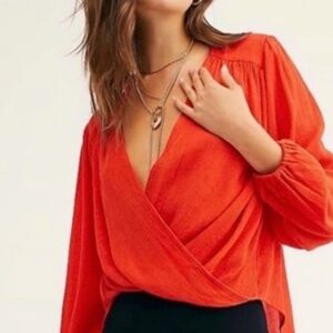 Free people check on it draped blouse